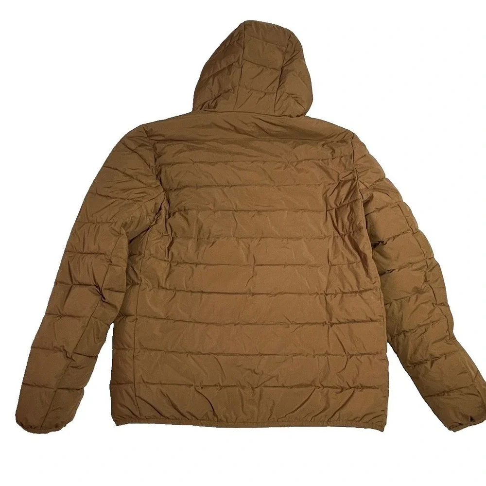 Levi's Men's L Brown Quilted Pockets Jacket Parka Puffer Hoodie Winter Hood EUC